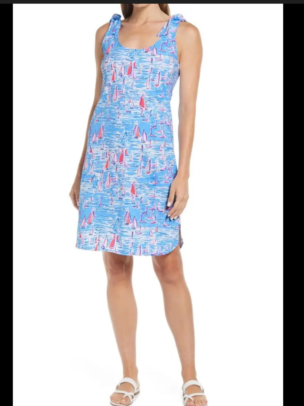 Lilly Pulitzer Blue cotton Midi dress with Pink & White Sailboat Print